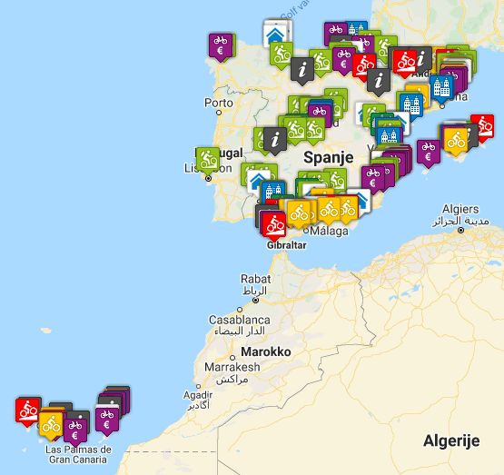 Fietsen In Spanje kaart